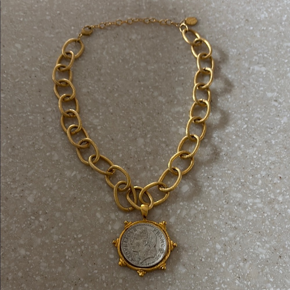 Susan Shaw Triple-plated 24k Gold Sterling Silver Plating Necklace French Coin